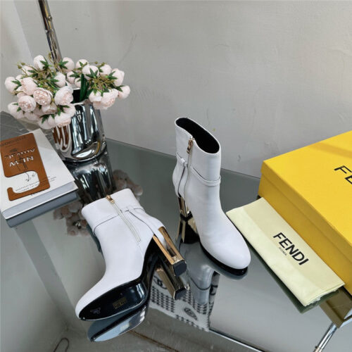 High Quality Luxury Fendi Hollow Chunky Heel Ankle Boots – Style 13747 product detail