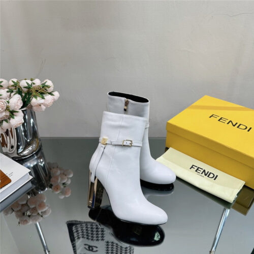 High Quality Luxury Fendi Hollow Chunky Heel Ankle Boots – Style 13747 product detail