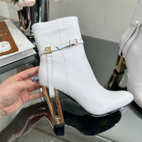 High Quality Luxury Fendi Hollow Chunky Heel Ankle Boots – Style 13747 product detail