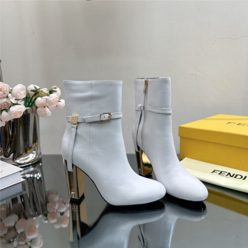 High Quality Luxury Fendi Hollow Chunky Heel Ankle Boots – Style 13747
