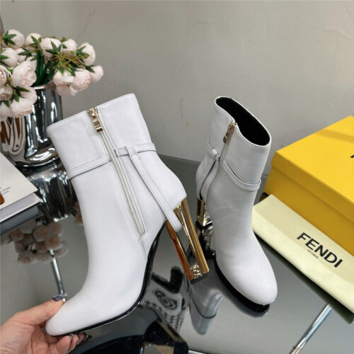 High Quality Luxury Fendi Hollow Chunky Heel Ankle Boots – Style 13747 product detail