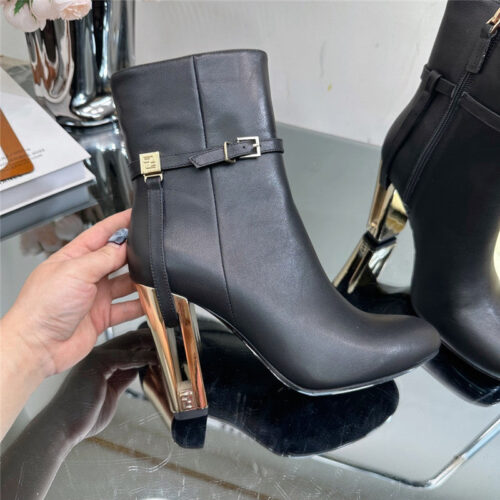 High Quality Luxury Fendi Hollow Chunky Heel Ankle Boots – Style 08659 alternate view