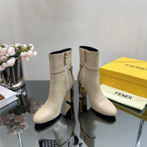 High Quality Luxury Fendi Hollow Chunky Heel Ankle Boots – Style 01875 product detail