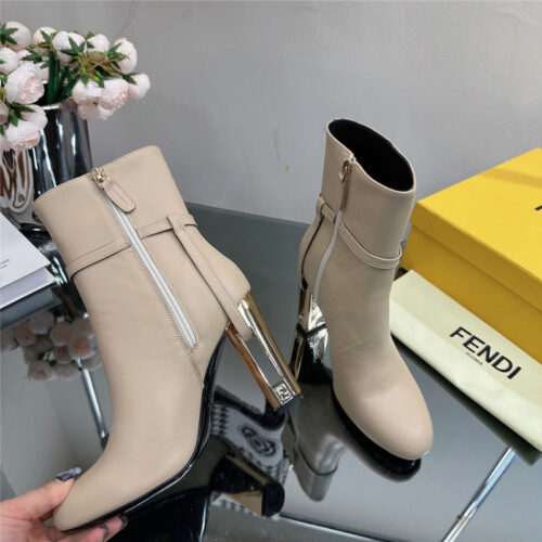 High Quality Luxury Fendi Hollow Chunky Heel Ankle Boots – Style 01875 product detail