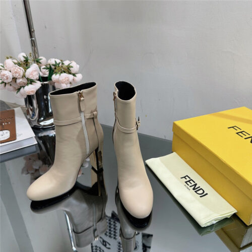 High Quality Luxury Fendi Hollow Chunky Heel Ankle Boots – Style 01875 product detail