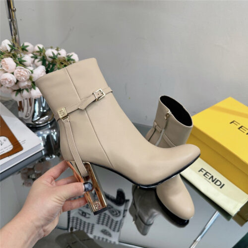 High Quality Luxury Fendi Hollow Chunky Heel Ankle Boots – Style 01875 alternate view
