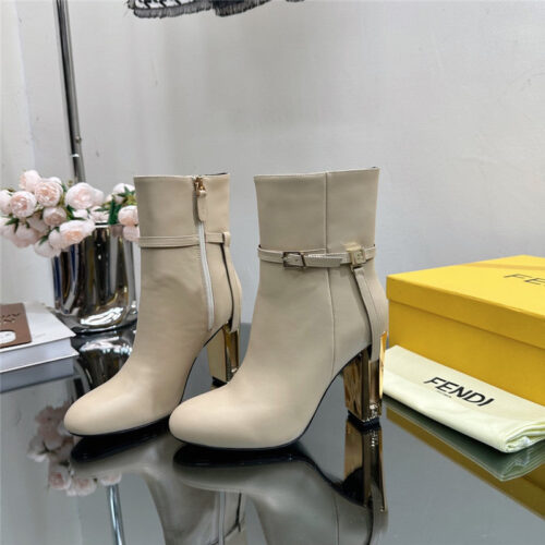 High Quality Luxury Fendi Hollow Chunky Heel Ankle Boots – Style 01875 product detail