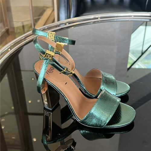 High Quality Luxury Fendi Delfina Round Toe Sandals