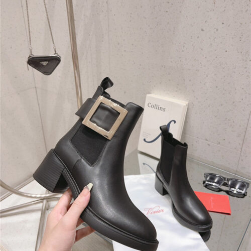 High Quality Luxury Roger Vivier Square Buckle Ankle Boots alternate view