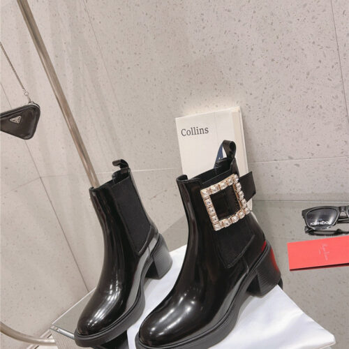High Quality Luxury Roger Vivier Square Buckle Ankle Boots – Style 31316