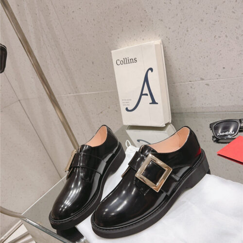 High Quality Luxury Roger Vivier Metal Buckle Derby Shoes product detail