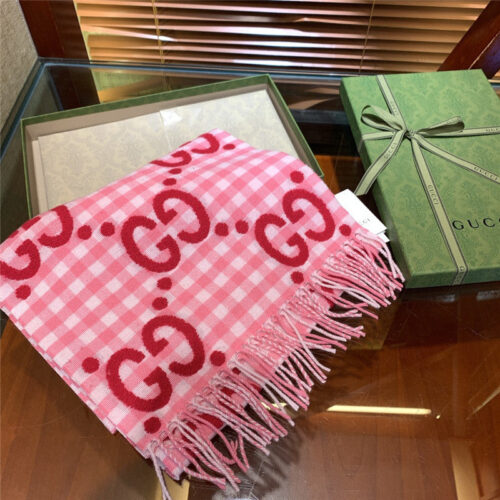 High Quality Luxury Gucci Double G Jacquard Wool Scarf – Style 26068 product detail