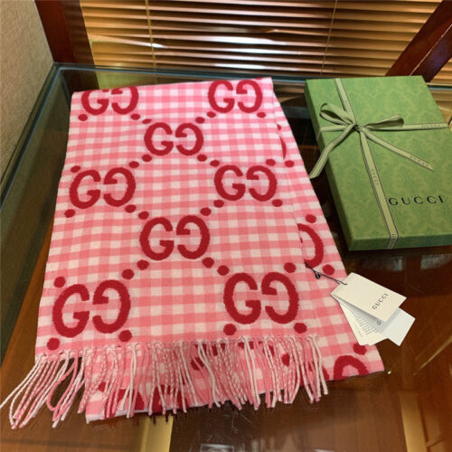 High Quality Luxury Gucci Double G Jacquard Wool Scarf – Style 26068 product detail