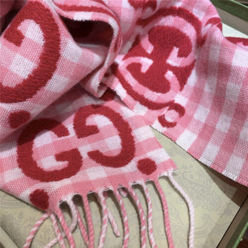 High Quality Luxury Gucci Double G Jacquard Wool Scarf – Style 26068 product detail