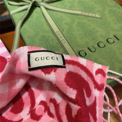 High Quality Luxury Gucci Double G Jacquard Wool Scarf – Style 26068 product detail