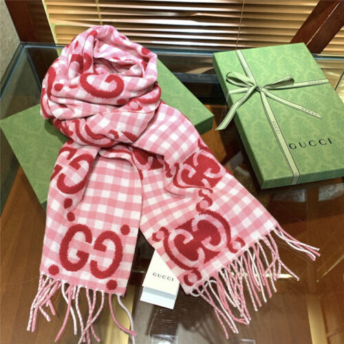 High Quality Luxury Gucci Double G Jacquard Wool Scarf – Style 26068 product detail