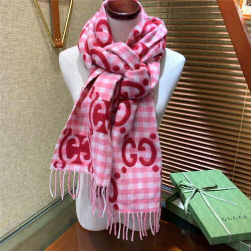 High Quality Luxury Gucci Double G Jacquard Wool Scarf – Style 26068 alternate view