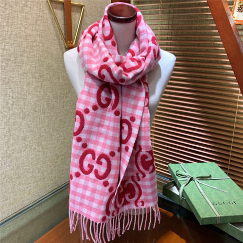 High Quality Luxury Gucci Double G Jacquard Wool Scarf – Style 26068