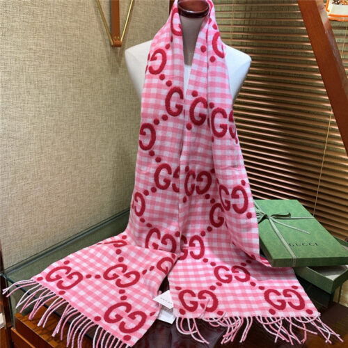 High Quality Luxury Gucci Double G Jacquard Wool Scarf – Style 26068 product detail
