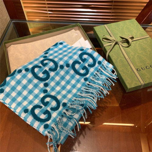 High Quality Luxury Gucci Double G Jacquard Wool Scarf – Style 26067 product detail
