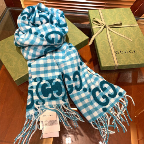 High Quality Luxury Gucci Double G Jacquard Wool Scarf – Style 26067 product detail