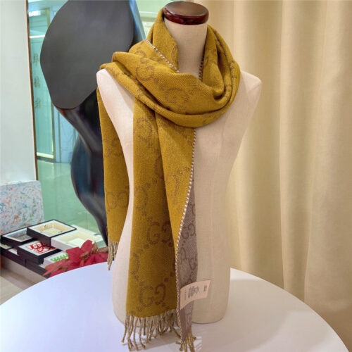 High Quality Luxury Gucci Double G Jacquard Wool Scarf product detail