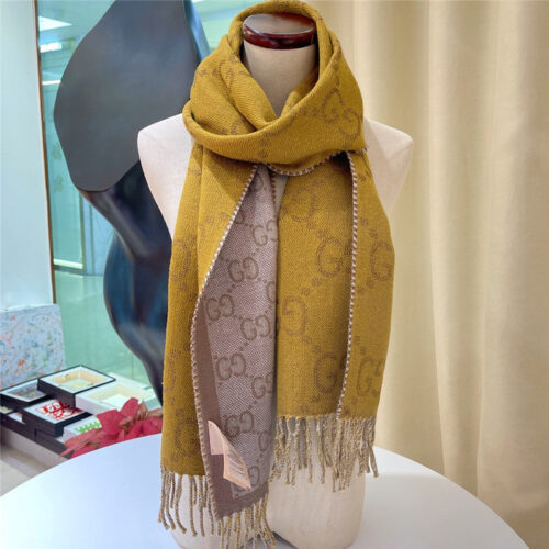 High Quality Luxury Gucci Double G Jacquard Wool Scarf