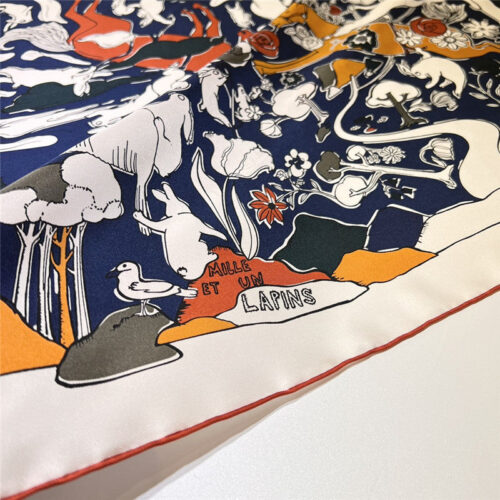 High Quality Luxury Hermes “One Thousand And One Free Children” 90 Cm Square Scarf – Style 26285 product detail