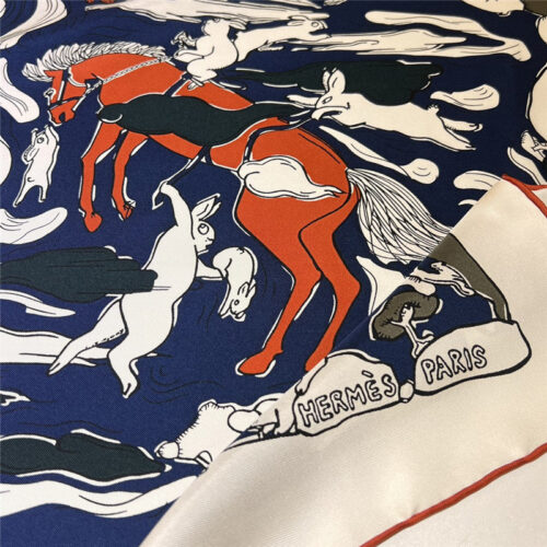 High Quality Luxury Hermes “One Thousand And One Free Children” 90 Cm Square Scarf – Style 26285 product detail