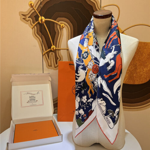 High Quality Luxury Hermes “One Thousand And One Free Children” 90 Cm Square Scarf – Style 26285 alternate view