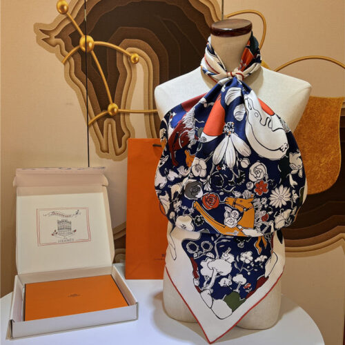 High Quality Luxury Hermes “One Thousand And One Free Children” 90 Cm Square Scarf – Style 26285 product detail