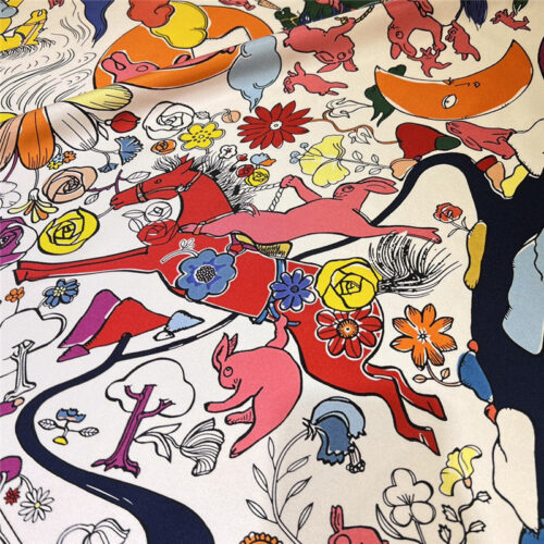 High Quality Luxury Hermes “One Thousand And One Free Children” 90 Cm Square Scarf – Style 26288 product detail