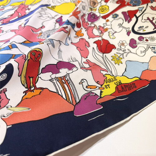 High Quality Luxury Hermes “One Thousand And One Free Children” 90 Cm Square Scarf – Style 26288 product detail