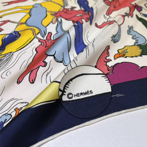High Quality Luxury Hermes “One Thousand And One Free Children” 90 Cm Square Scarf – Style 26288 product detail