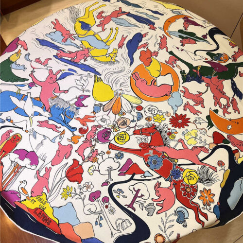 High Quality Luxury Hermes “One Thousand And One Free Children” 90 Cm Square Scarf – Style 26288 product detail