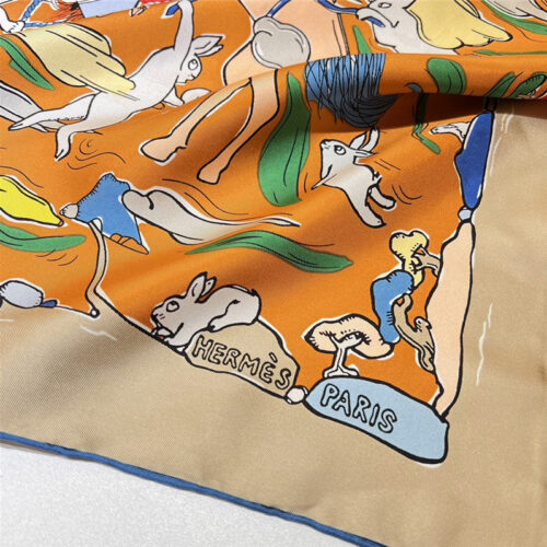 High Quality Luxury Hermes “One Thousand And One Free Children” 90 Cm Square Scarf – Style 26290 product detail