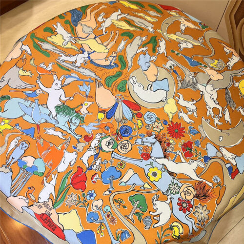 High Quality Luxury Hermes “One Thousand And One Free Children” 90 Cm Square Scarf – Style 26290 product detail