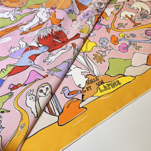 High Quality Luxury Hermes “One Thousand And One Free Children” 90 Cm Square Scarf product detail
