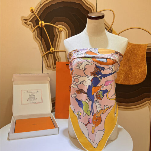 High Quality Luxury Hermes “One Thousand And One Free Children” 90 Cm Square Scarf alternate view