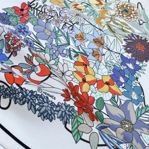 High Quality Luxury Hermes “Flower Map” 90 Cm Scarf – Style 26273 product detail