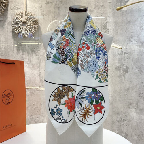 High Quality Luxury Hermes “Flower Map” 90 Cm Scarf – Style 26273 product detail