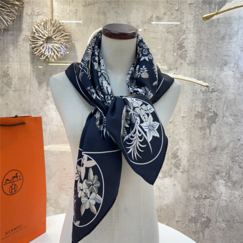 High Quality Luxury Hermes “Flower Map” 90 Cm Scarf product detail