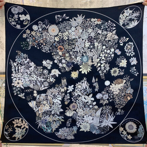 High Quality Luxury Hermes “Flower Map” 90 Cm Scarf product detail