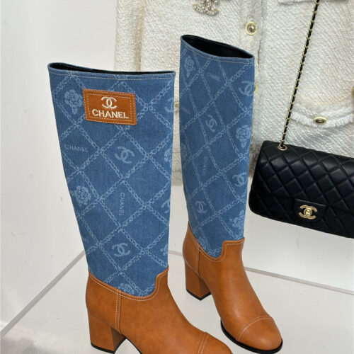 High Quality Luxury Chanel New Chunky Heel Cowboy Boots