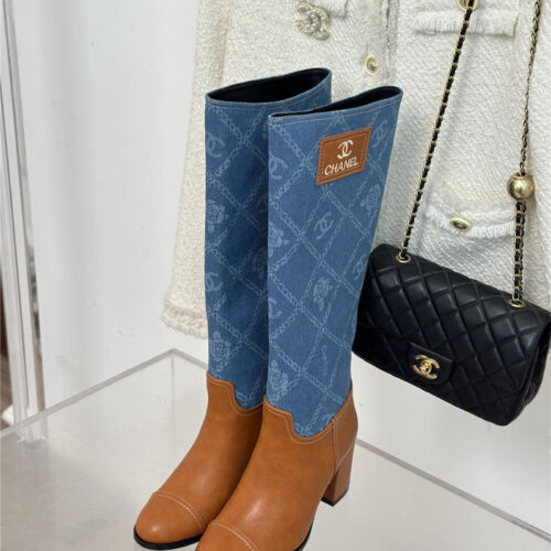 High Quality Luxury Chanel New Chunky Heel Cowboy Boots alternate view