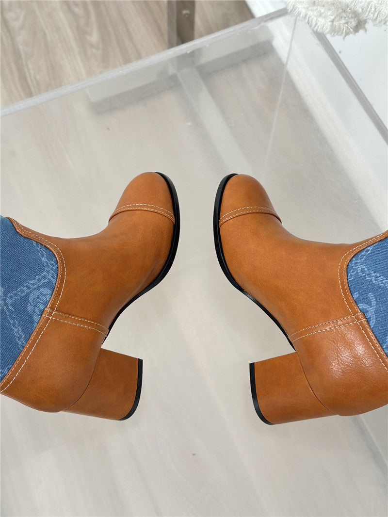 High Quality Luxury Chanel New Chunky Heel Cowboy Boots product detail