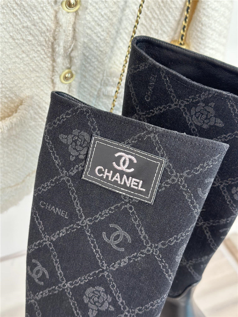 High Quality Luxury Chanel New Chunky Heel Cowboy Boots – Style 55750 product detail
