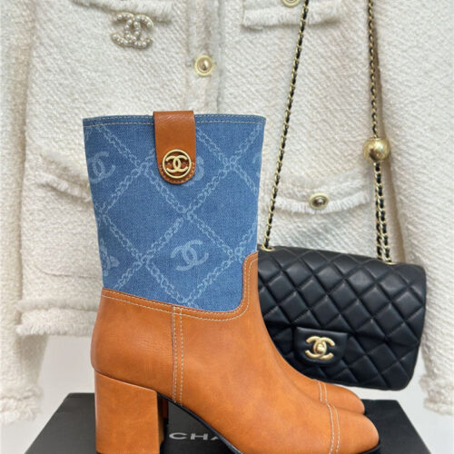 High Quality Luxury Chanel New Chunky Heel Cowboy Boots – Style 86822 product detail