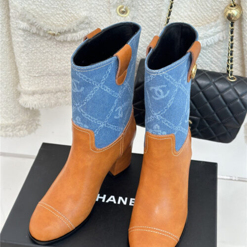 High Quality Luxury Chanel New Chunky Heel Cowboy Boots – Style 86822 alternate view