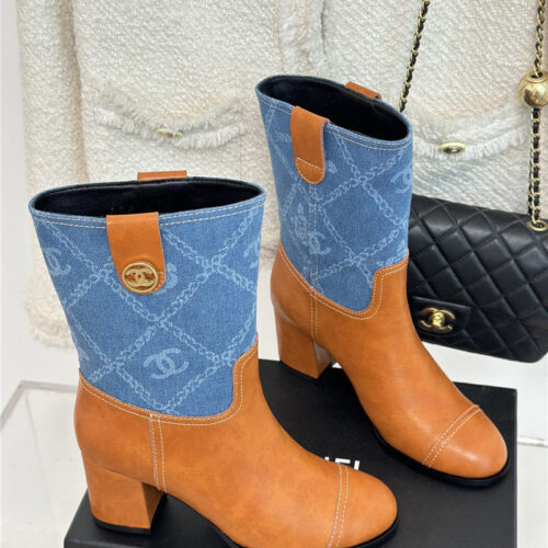 High Quality Luxury Chanel New Chunky Heel Cowboy Boots – Style 86822